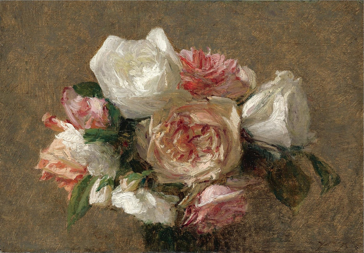 Hand - Painted White and Pink Roses Still Life - Floral Oil Painting - Oil Painting Haven