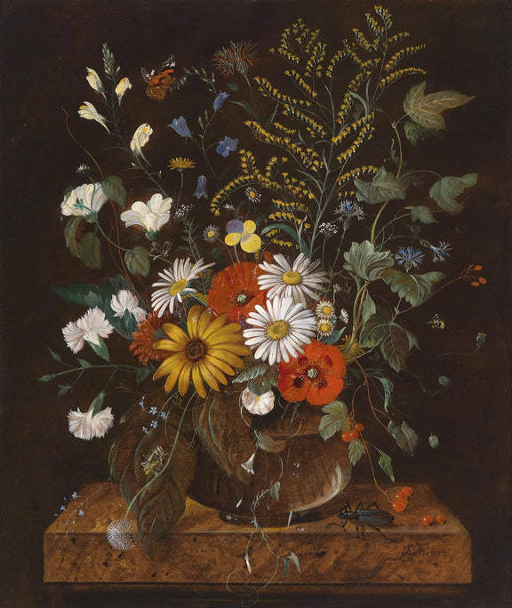 Hand - Painted Wildflower Bouquet in Glass Vase – Floral Oil Painting - Oil Painting Haven