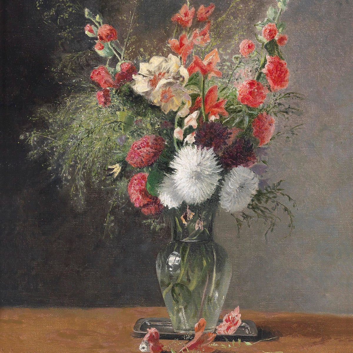 Hand - Painted Wildflower Bouquet in Glass Vase – Floral Oil Painting - Oil Painting Haven