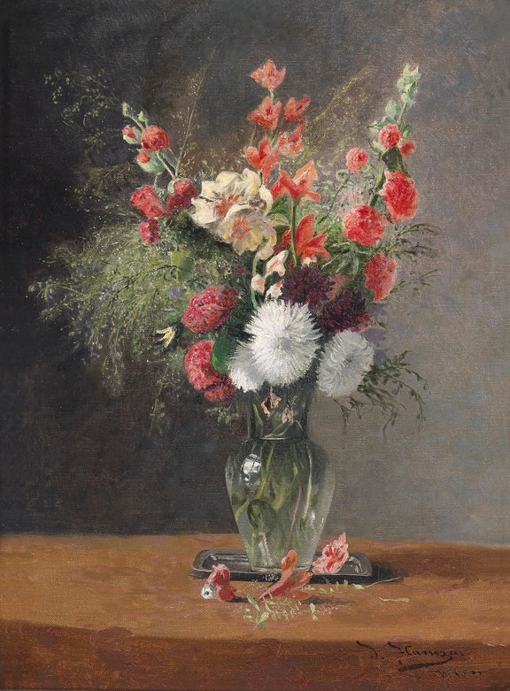 Hand - Painted Wildflower Bouquet in Glass Vase – Floral Oil Painting - Oil Painting Haven
