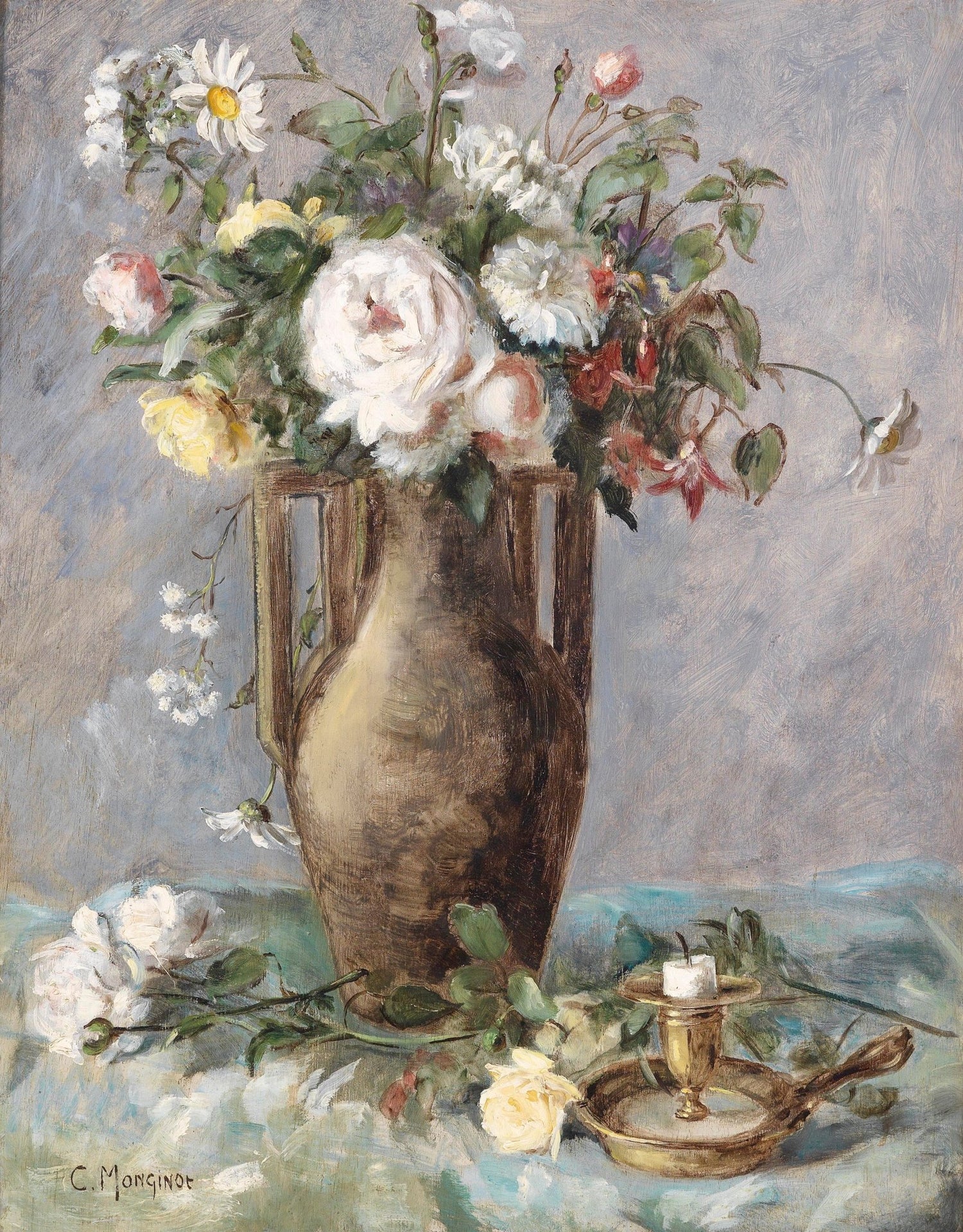 Hand - Painted Wildflower Bouquet in Vase Still Life – Floral Oil Painting - Oil Painting Haven