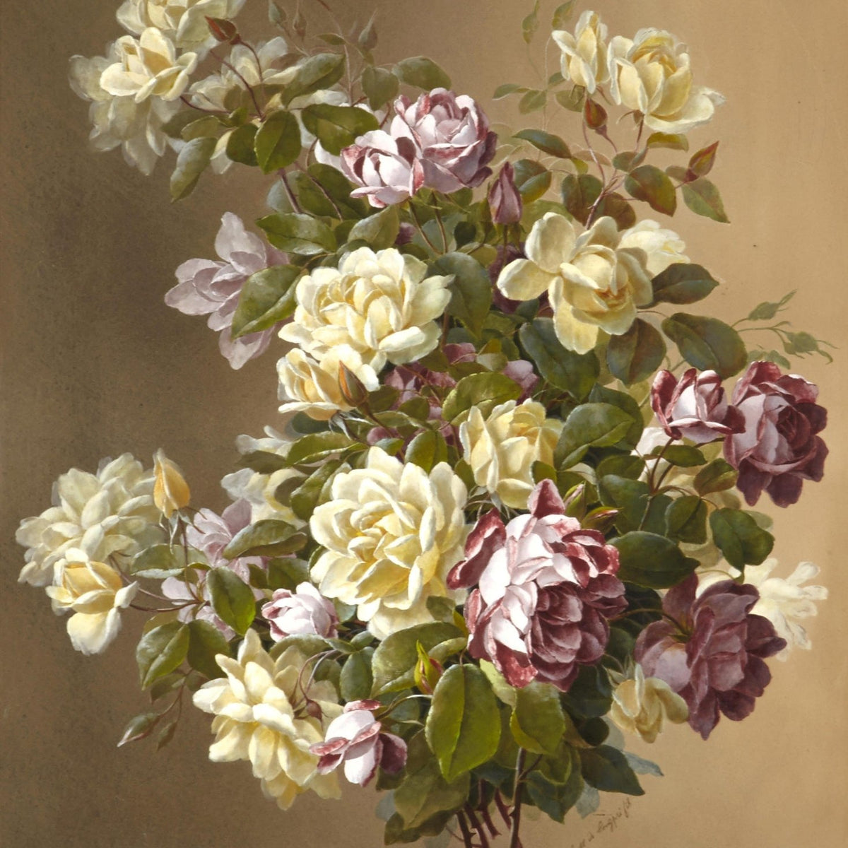 Hand - Painted Yellow and Pink Roses Bouquet – Floral Oil Painting - Oil Painting Haven