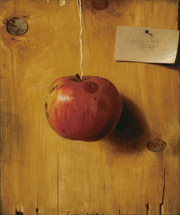 Hanging Red Apple on Wooden Board - Still Life Oil Painting - Oil Painting Haven