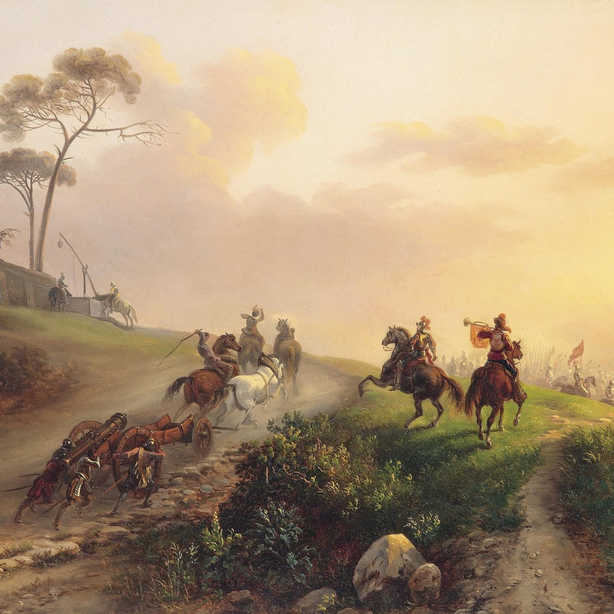 Historic Cavalry March | Hand - Painted Classical Oil Painting - Oil Painting Haven
