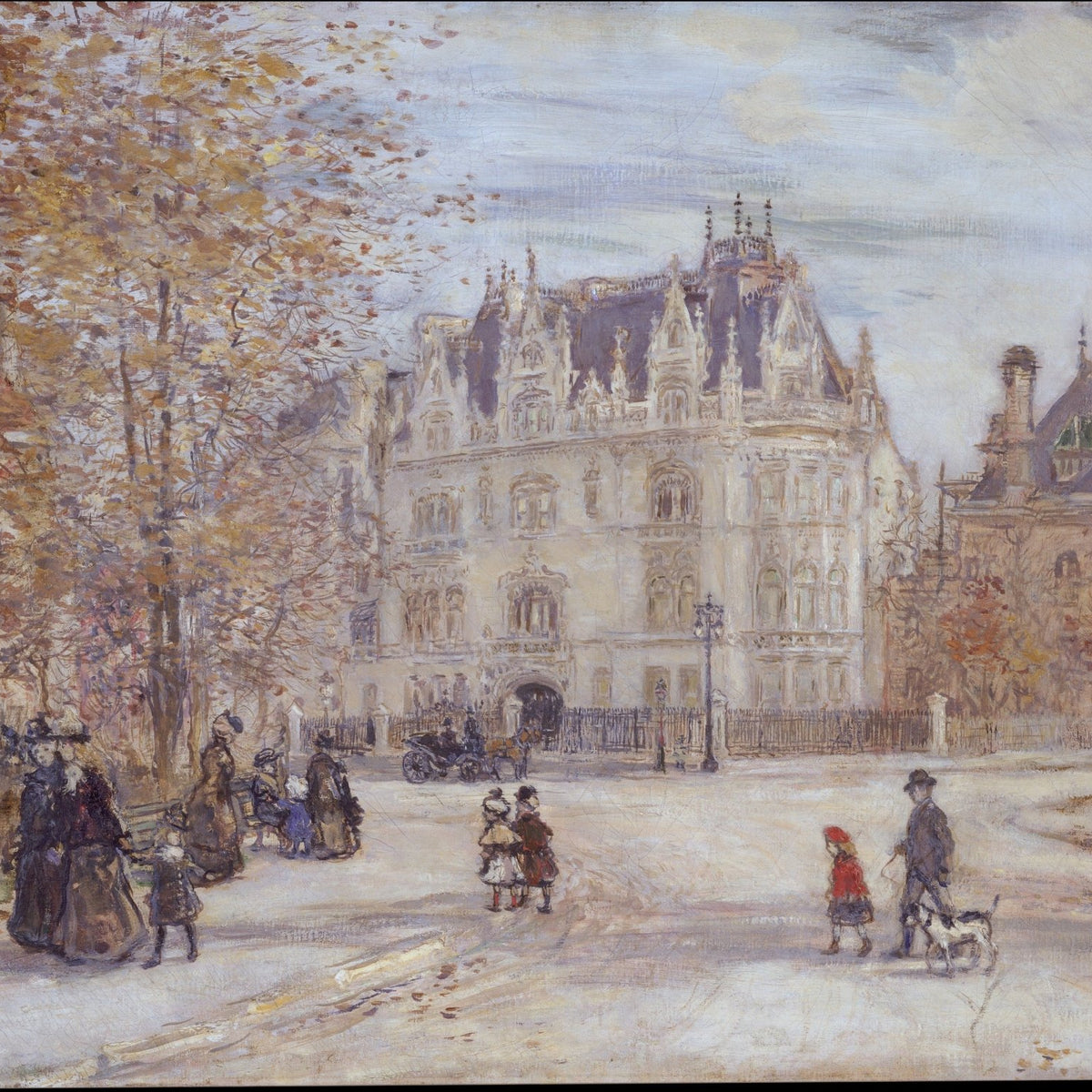 Historic City Mansion and Autumn Street - Landscape Oil Painting - Oil Painting Haven