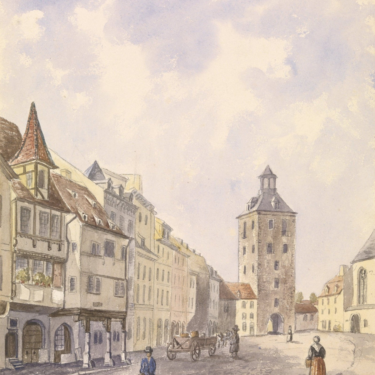 Hand-painted historic strasbourg old street scene landscape oil painting on canvas