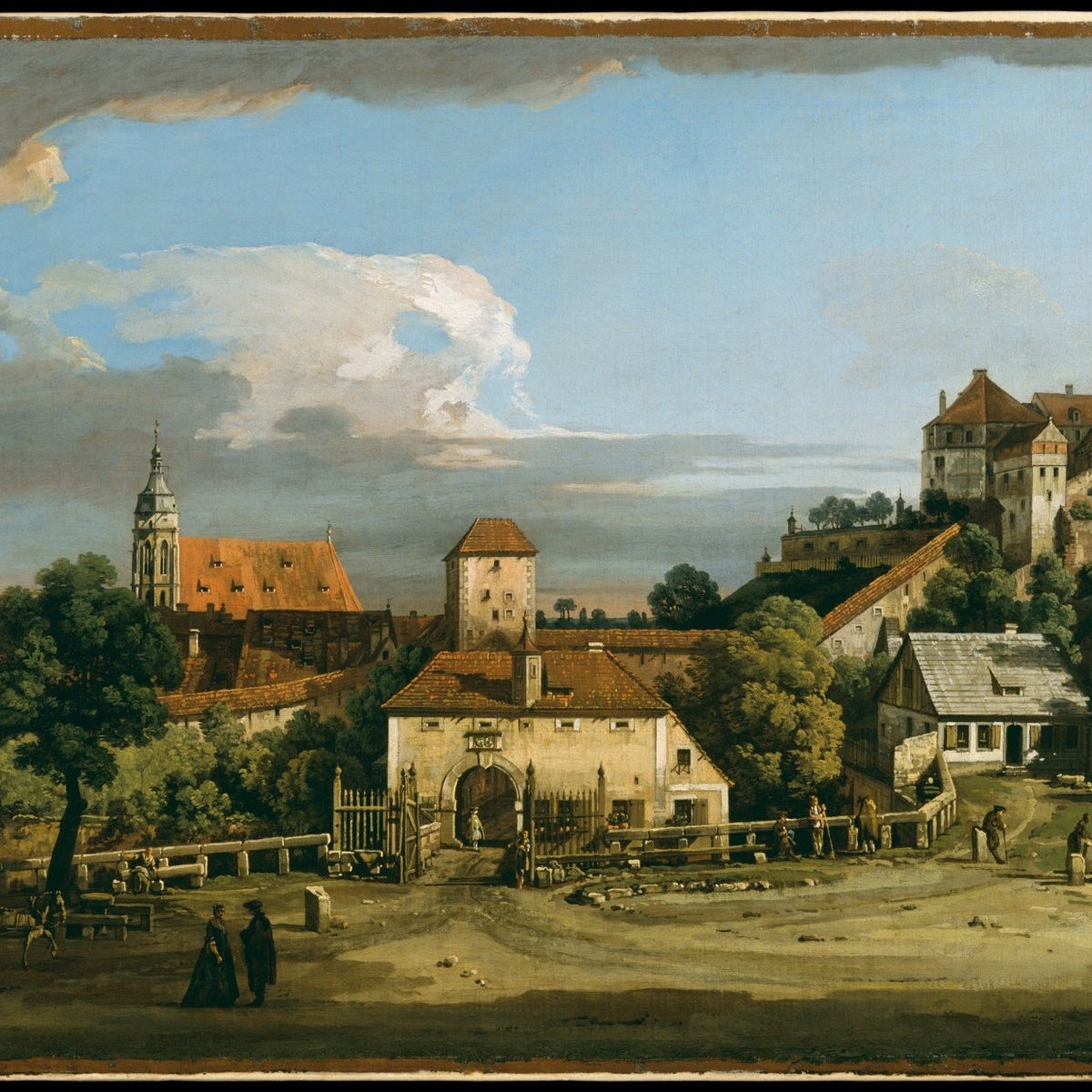 Historic Town Gate and Castle View - Landscape Oil Painting - Oil Painting Haven