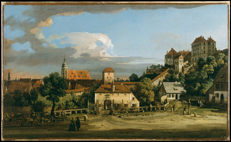 Historic Town Gate and Castle View - Landscape Oil Painting - Oil Painting Haven