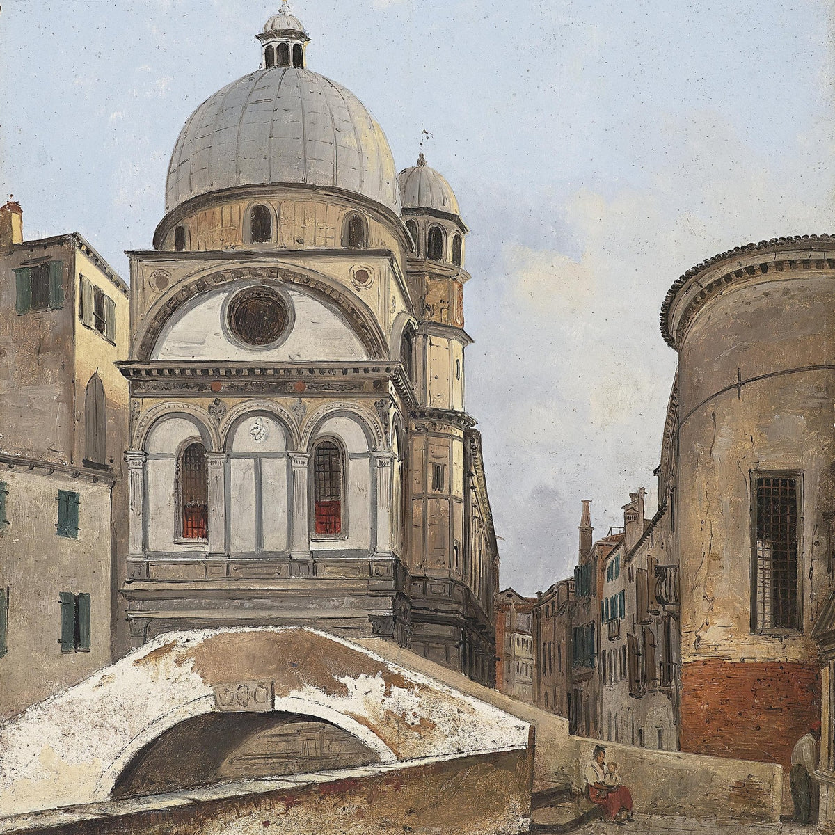 Historic Venetian Church, Canal Bridge – Landscape Oil Painting - Oil Painting Haven