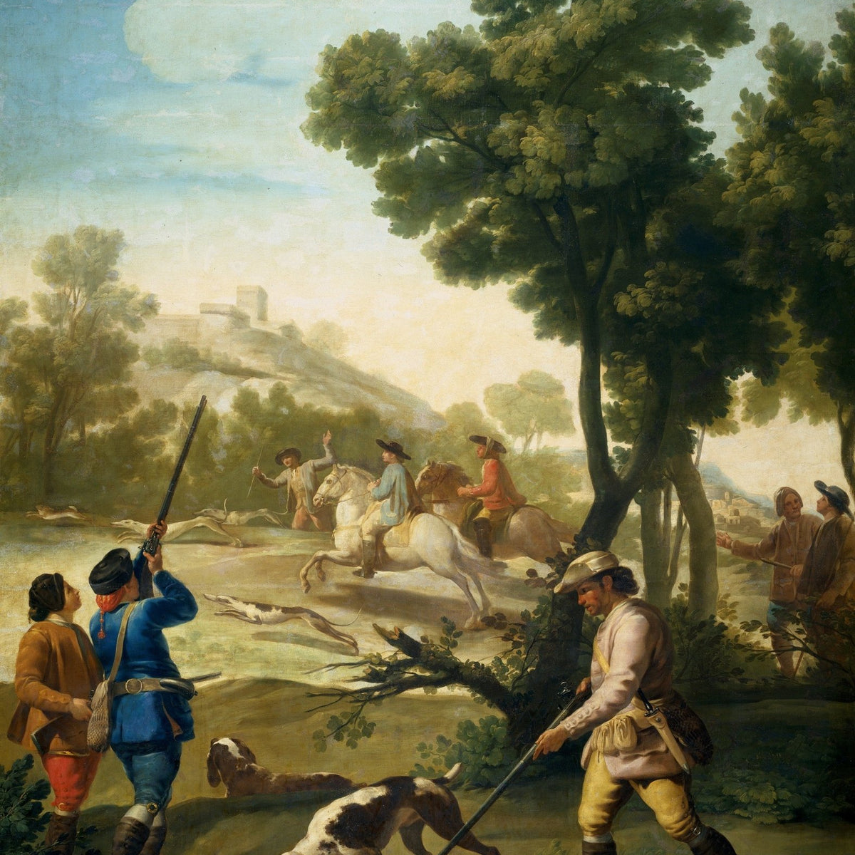 Hunters with Dogs in Countryside Landscape - People Oil Painting - Oil Painting Haven