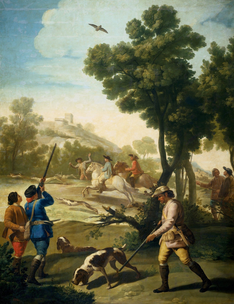 Hunters with Dogs in Countryside Landscape - People Oil Painting - Oil Painting Haven