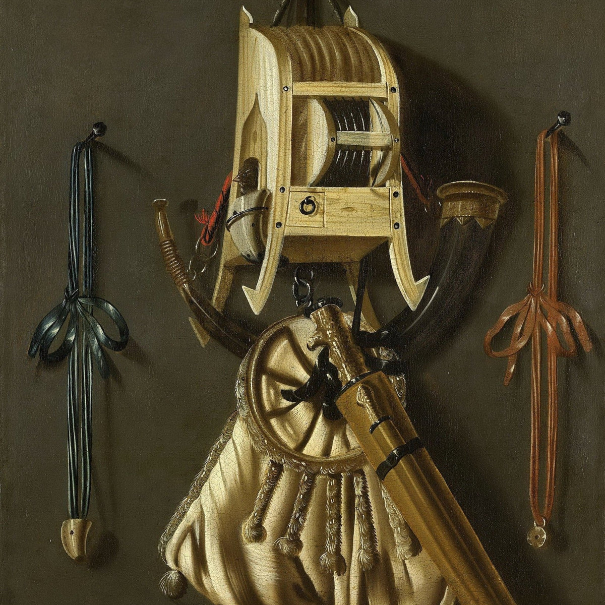 Hunting Gear and Powder Horn - Still Life Oil Painting - Oil Painting Haven