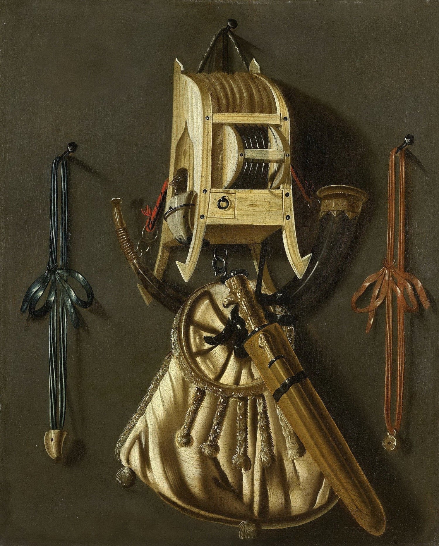 Hunting Gear and Powder Horn - Still Life Oil Painting - Oil Painting Haven