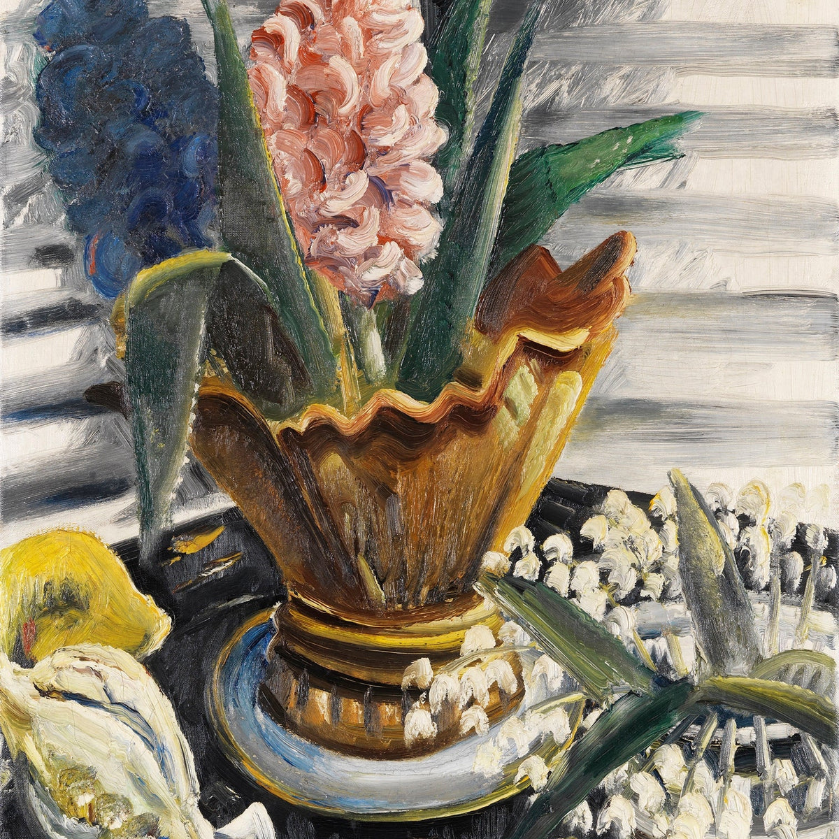 Hyacinths in Decorative Vase Still Life - Floral Oil Painting - Oil Painting Haven