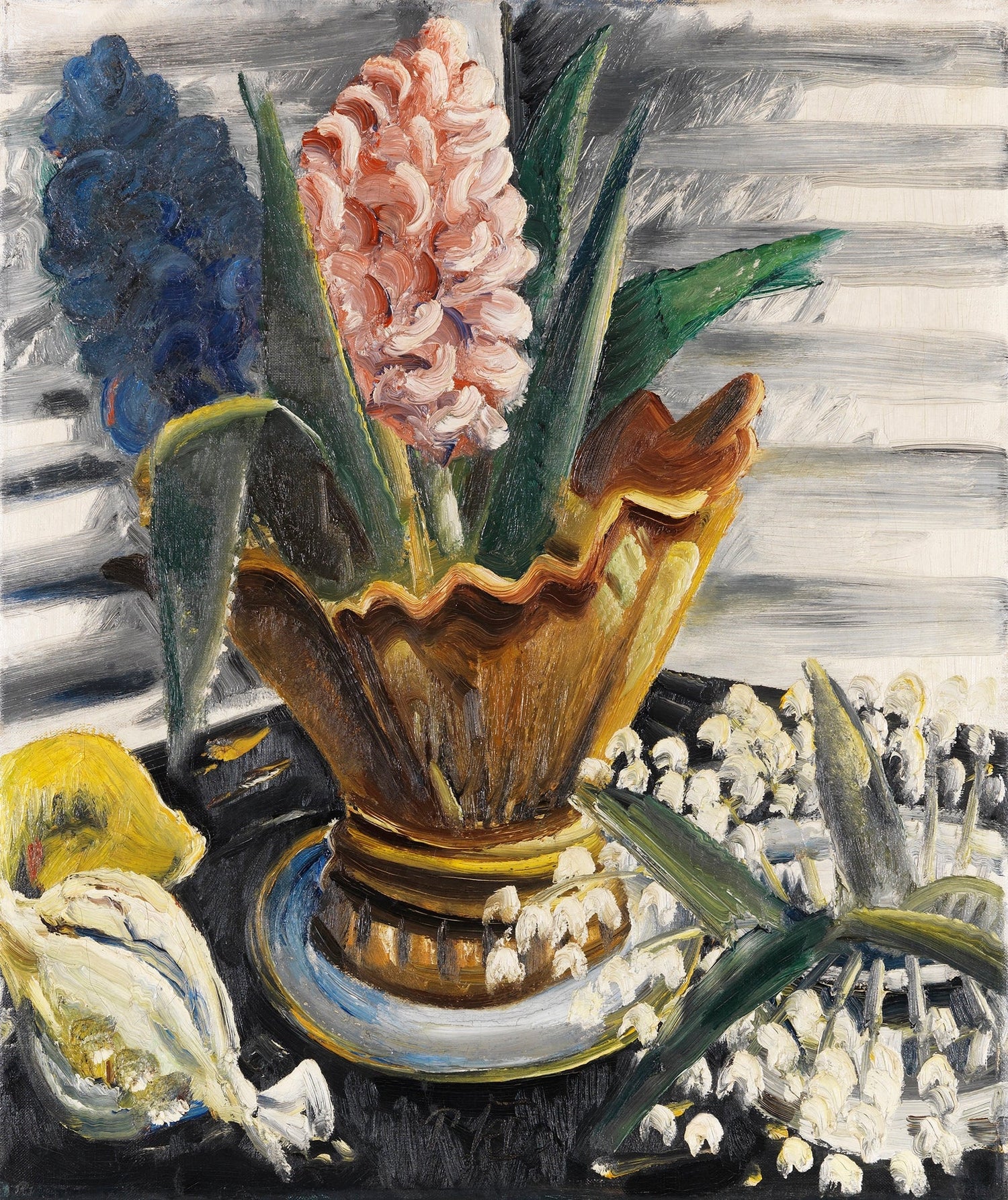 Hyacinths in Decorative Vase Still Life - Floral Oil Painting - Oil Painting Haven