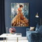 Gorgeous Girl with Violin Oil Painting Abstract Woman Wall Art Luxury Gift for Her Blue Gold Painting 30x40 Music Wall Decor Modern Art - Oil Painting Haven