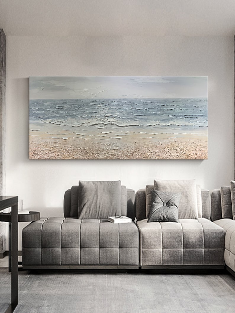 Abstract Beach Oil Painting On Canvas, Original Sea Painting, Large Wall Art, Ocean Wall Art, Custom Painting Living room Decor Beach Decor - Oil Painting Haven Oil Painting Haven