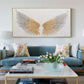 Large Gold Angel Wing Oil Painting on Canvas, Abstract Original Modern Minimalist Custom 3D Textured Acrylic Painting Bedroom Wall Art Decor - Oil Painting Haven