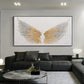 Large Gold Angel Wing Oil Painting on Canvas, Abstract Original Modern Minimalist Custom 3D Textured Acrylic Painting Bedroom Wall Art Decor - Oil Painting Haven