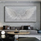 Large White Angel Wing Oil Painting on Canvas, Abstract Original Modern Minimalist Custom 3D Texture Acrylic Painting Bedroom Wall Art Decor - Oil Painting Haven