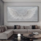 Large White Angel Wing Oil Painting on Canvas, Abstract Original Modern Minimalist Custom 3D Texture Acrylic Painting Bedroom Wall Art Decor - Oil Painting Haven