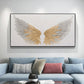 Large Gold Angel Wing Oil Painting on Canvas, Abstract Original Modern Minimalist Custom 3D Textured Acrylic Painting Bedroom Wall Art Decor - Oil Painting Haven