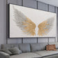 Large Gold Angel Wing Oil Painting on Canvas, Abstract Original Modern Minimalist Custom 3D Textured Acrylic Painting Bedroom Wall Art Decor - Oil Painting Haven