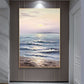 Abstract Sunset Ocean Landscape Oil Painting on Canvas,Large Original Custom Blue Sea Beach Acrylic Painting Living Room Wall Art Home Decor - Oil Painting Haven