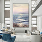 Abstract Sunset Ocean Landscape Oil Painting on Canvas,Large Original Custom Blue Sea Beach Acrylic Painting Living Room Wall Art Home Decor - Oil Painting Haven