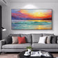 Abstract Sunrise Ocean Oil Painting on Canvas, Large Original Custom Modern Textured Coastal Landscape Painting Living Room Wall Home Decor - Oil Painting Haven