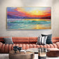 Abstract Sunrise Ocean Oil Painting on Canvas, Large Original Custom Modern Textured Coastal Landscape Painting Living Room Wall Home Decor - Oil Painting Haven