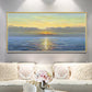 Abstract Sunrise Ocean Landscape Oil Painting on Canvas, Large Original Custom Blue Sea Beach Acrylic Painting Living Room Wall Art Decor - Oil Painting Haven