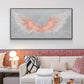 Large Pink Angel Wing Oil Painting on Canvas, Abstract Original Modern Minimalist Custom 3D Texture Acrylicd Painting Bedroom Wall Art Decor - Oil Painting Haven