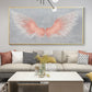 Large Pink Angel Wing Oil Painting on Canvas, Abstract Original Modern Minimalist Custom 3D Texture Acrylicd Painting Bedroom Wall Art Decor - Oil Painting Haven