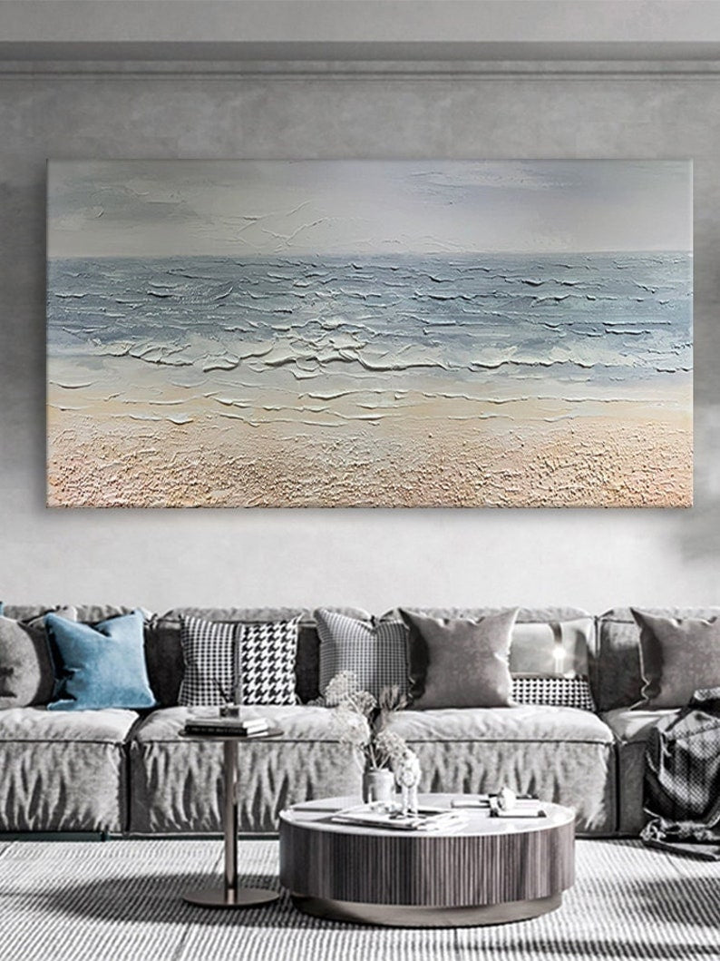 Abstract Beach Oil Painting On Canvas, Original Sea Painting, Large Wall Art, Ocean Wall Art, Custom Painting Living room Decor Beach Decor - Oil Painting Haven Oil Painting Haven