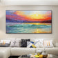 Abstract Sunrise Ocean Oil Painting on Canvas, Large Original Custom Modern Textured Coastal Landscape Painting Living Room Wall Home Decor - Oil Painting Haven