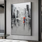 Large Abstract City Landscape Oil Painting on Canvas, Romantic Couple Textured Modern Urban Wall Art Black Painting Living Room Home Decor - Oil Painting Haven