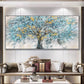 Gold Foil Blooming Banyan Tree Hand Painted, Original Canvas Teal Tree Abstract Textured Landscape Modern Bedroom Large Wall Art Home Decor - Oil Painting Haven