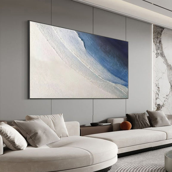 Original Texture Blue Seascape Oil Painting on Canvas, Large Modern Abstract Beach Painting Landscape Acrylic Wall Art Bedroom Home Decor - Oil Painting Haven Oil Painting Haven