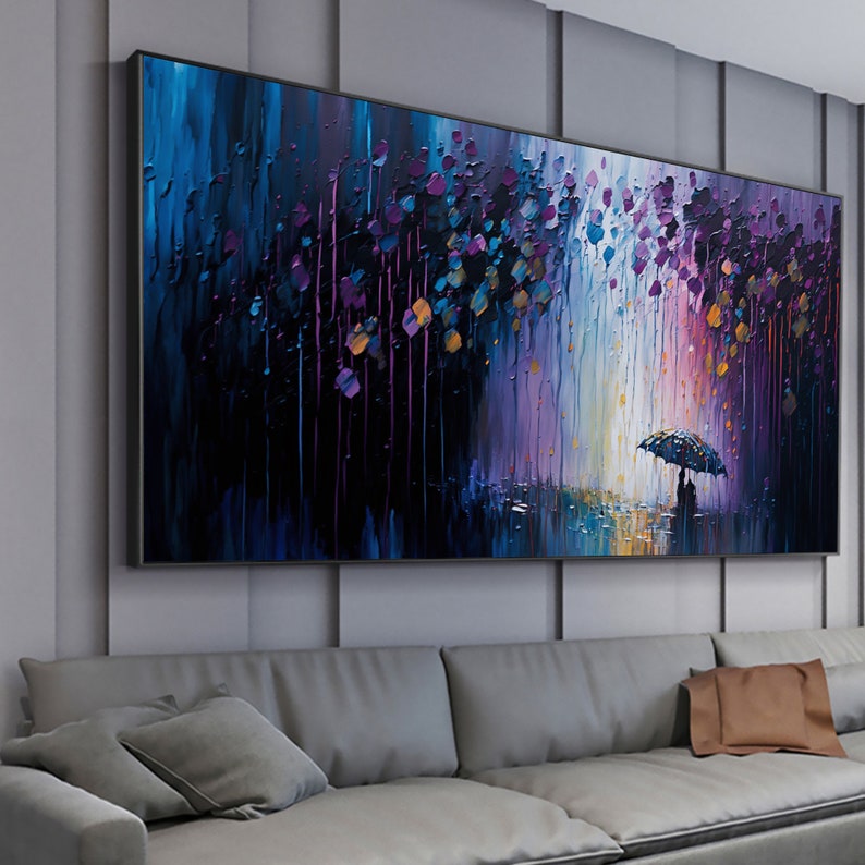 Abstract Original Night Landscape Oil Painting On Canvas, Large Wall Art, Romantic Lovers Painting, Custom Painting, Living room Wall Decor - Oil Painting Haven Oil Painting Haven