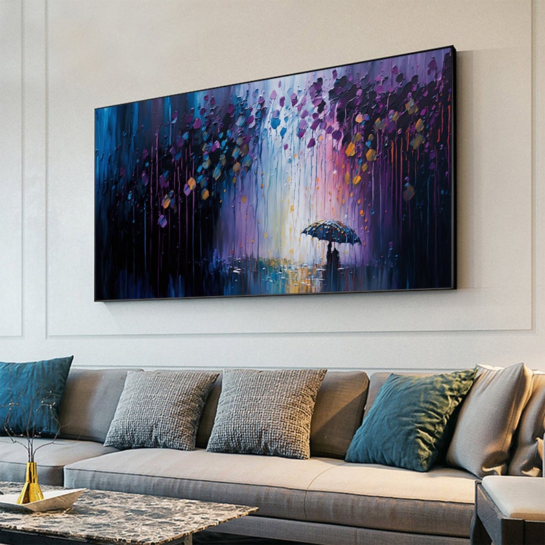 Abstract Original Night Landscape Oil Painting On Canvas, Large Wall Art, Romantic Lovers Painting, Custom Painting, Living room Wall Decor - Oil Painting Haven Oil Painting Haven