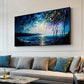 Abstract Original Night Seascape Oil Painting On Canvas, Large Wall Art Blue Ocean Landscape Painting Custom Painting Living Room Wall Decor - Oil Painting Haven