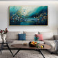 Original Ocean Landscape Oil Painting On Canvas, Large Wall Art, Abstract Blue Flower Painting, Custom Seascape Painting, Living Room Decor - Oil Painting Haven