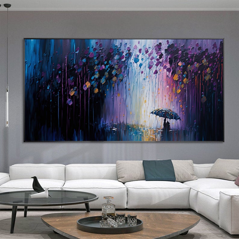 Abstract Original Night Landscape Oil Painting On Canvas, Large Wall Art, Romantic Lovers Painting, Custom Painting, Living room Wall Decor - Oil Painting Haven Oil Painting Haven