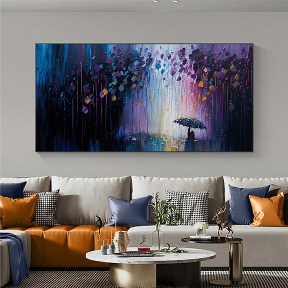 Abstract Original Night Landscape Oil Painting On Canvas, Large Wall Art, Romantic Lovers Painting, Custom Painting, Living room Wall Decor - Oil Painting Haven Oil Painting Haven