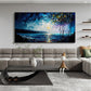 Abstract Original Night Seascape Oil Painting On Canvas, Large Wall Art Blue Ocean Landscape Painting Custom Painting Living Room Wall Decor - Oil Painting Haven