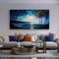 Abstract Original Night Seascape Oil Painting On Canvas, Large Wall Art Blue Ocean Landscape Painting Custom Painting Living Room Wall Decor - Oil Painting Haven