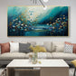 Original Ocean Landscape Oil Painting On Canvas, Large Wall Art, Abstract Blue Flower Painting, Custom Seascape Painting, Living Room Decor - Oil Painting Haven