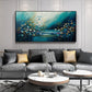 Original Ocean Landscape Oil Painting On Canvas, Large Wall Art, Abstract Blue Flower Painting, Custom Seascape Painting, Living Room Decor - Oil Painting Haven