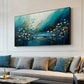 Original Ocean Landscape Oil Painting On Canvas, Large Wall Art, Abstract Blue Flower Painting, Custom Seascape Painting, Living Room Decor - Oil Painting Haven